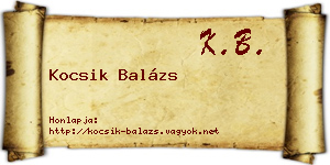 Kocsik Balázs névjegykártya